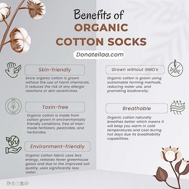 Made in Portugal Organic Cotton Socks EU 35-46 Crew Socks Soft and Breathable Black White Color